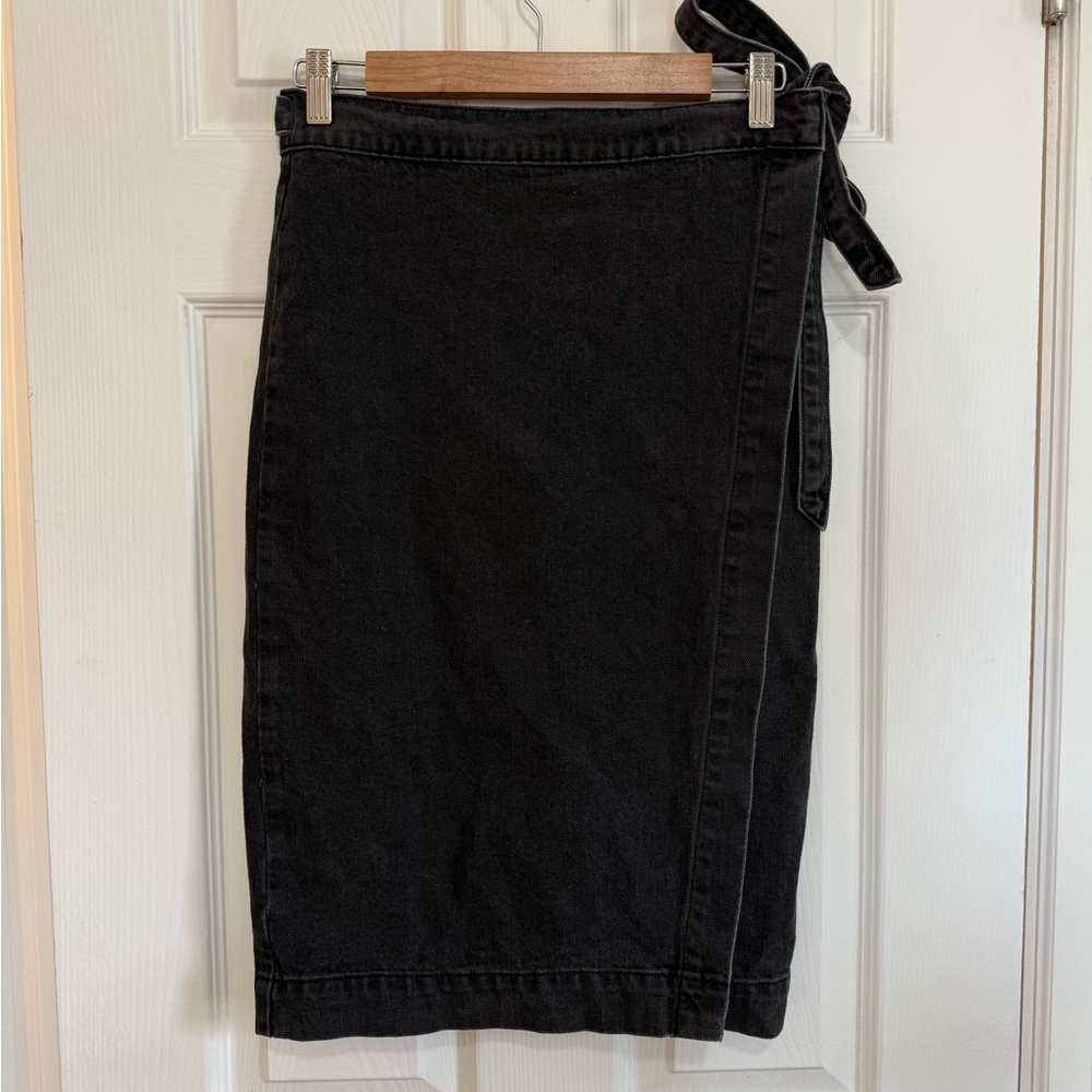 Madewell Black denim wrap Pencil Skirt